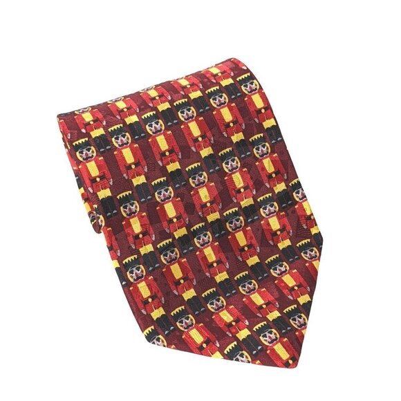 Vintage 1996 RM Style Ralph Marlin Nutcracker Repeat Red Soldier Silk Necktie - Picture 1 of 8